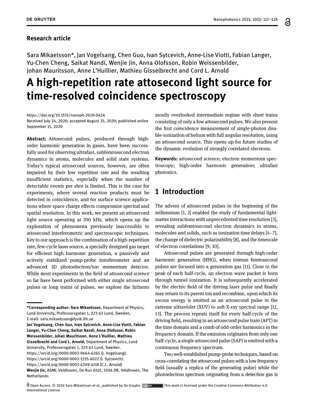 A High-Repetition Rate Attosecond Light Source for Time-Resolved