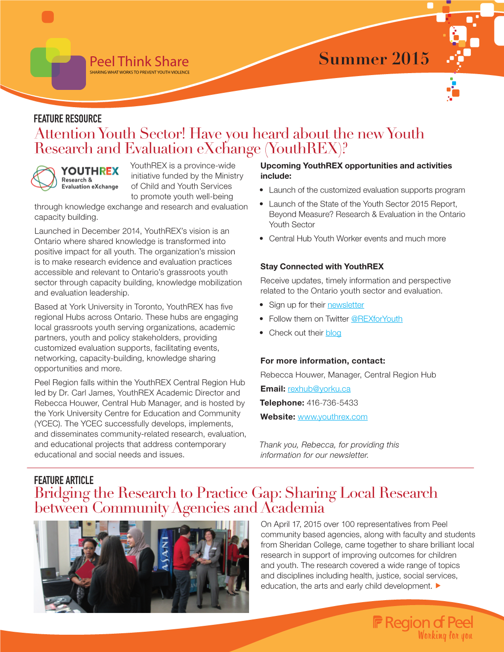 Summer 2015 SHARING WHAT WORKS to PREVENT YOUTH VIOLENCE