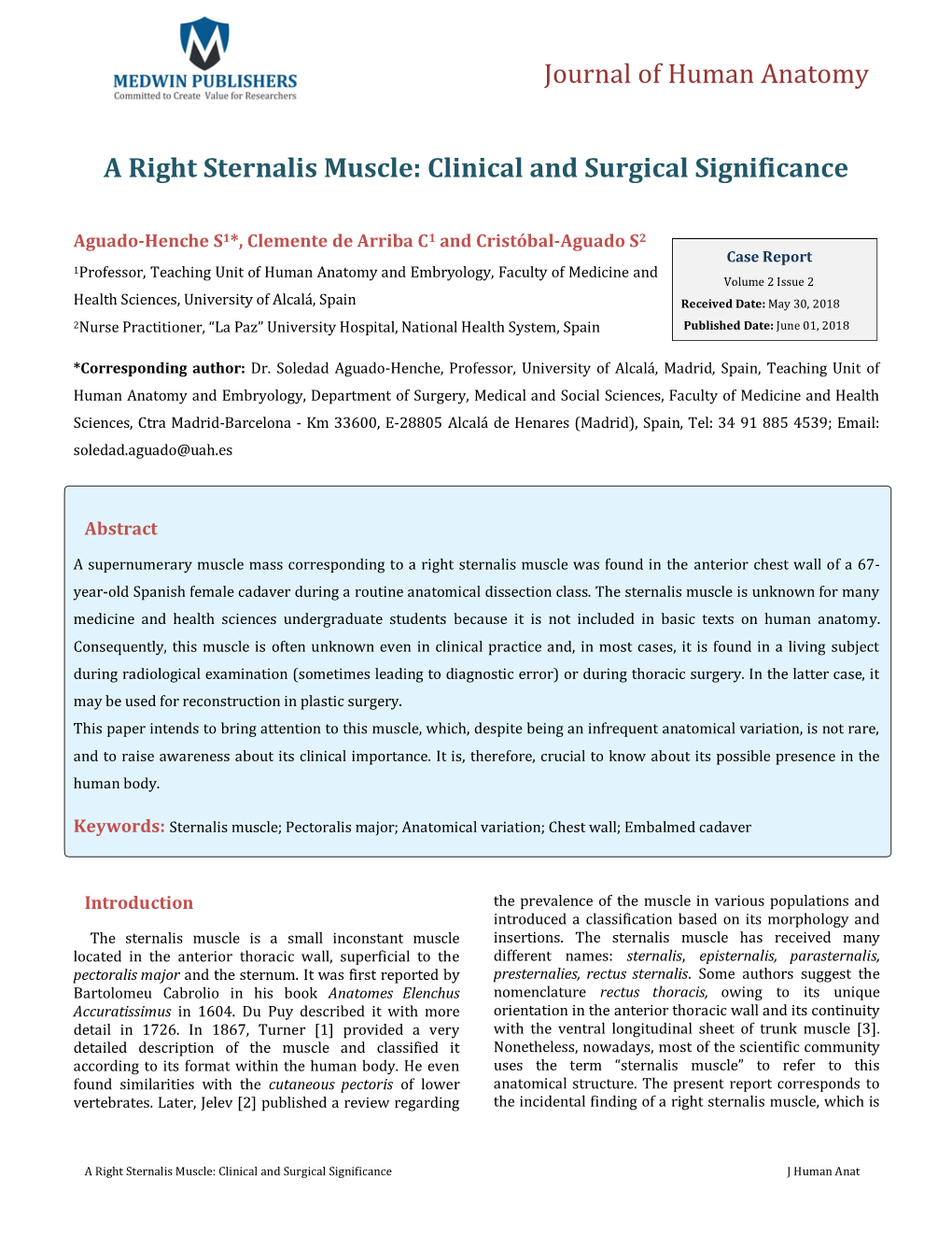 A Right Sternalis Muscle: Clinical and Surgical Significance