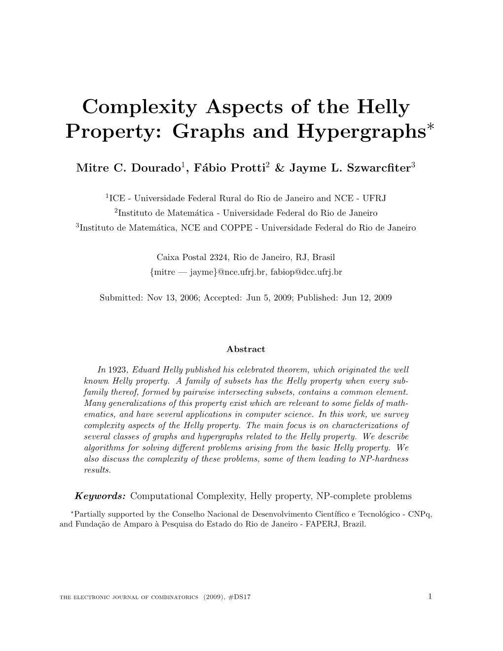 Graphs and Hypergraphs∗