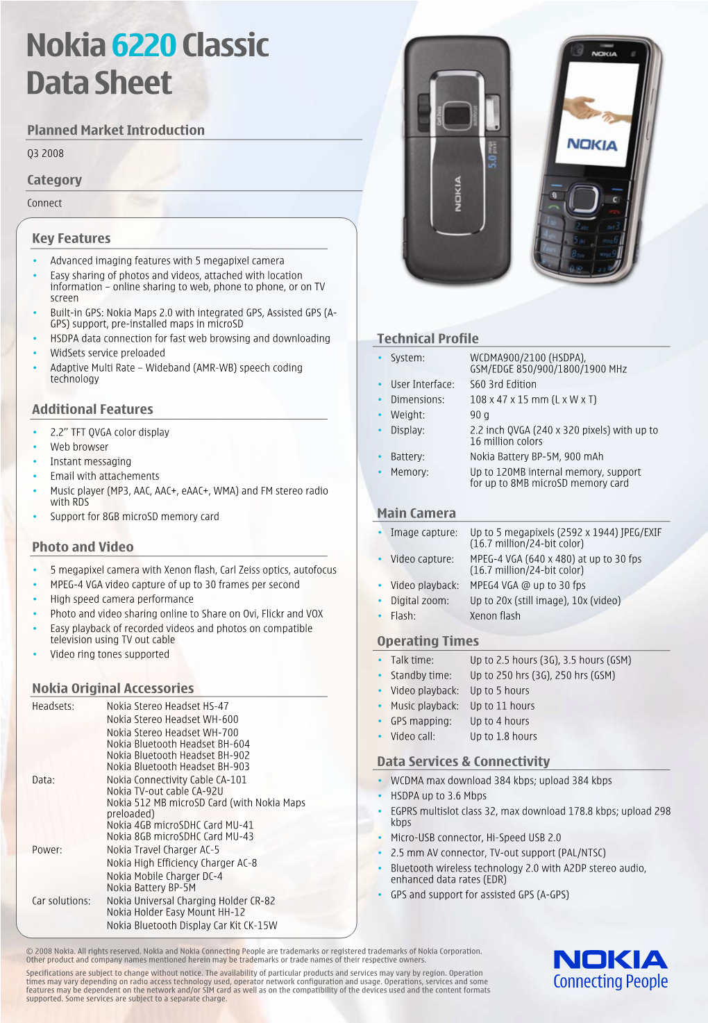 Nokia 6220 Classic Data Sheet