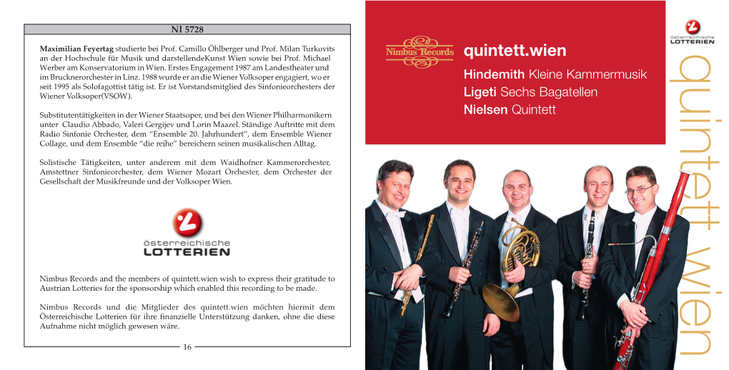 Quintett.Wien Quintett.Wien an Der Hochschule Für Musik Und Darstellendekunst Wien Sowie Bei Prof