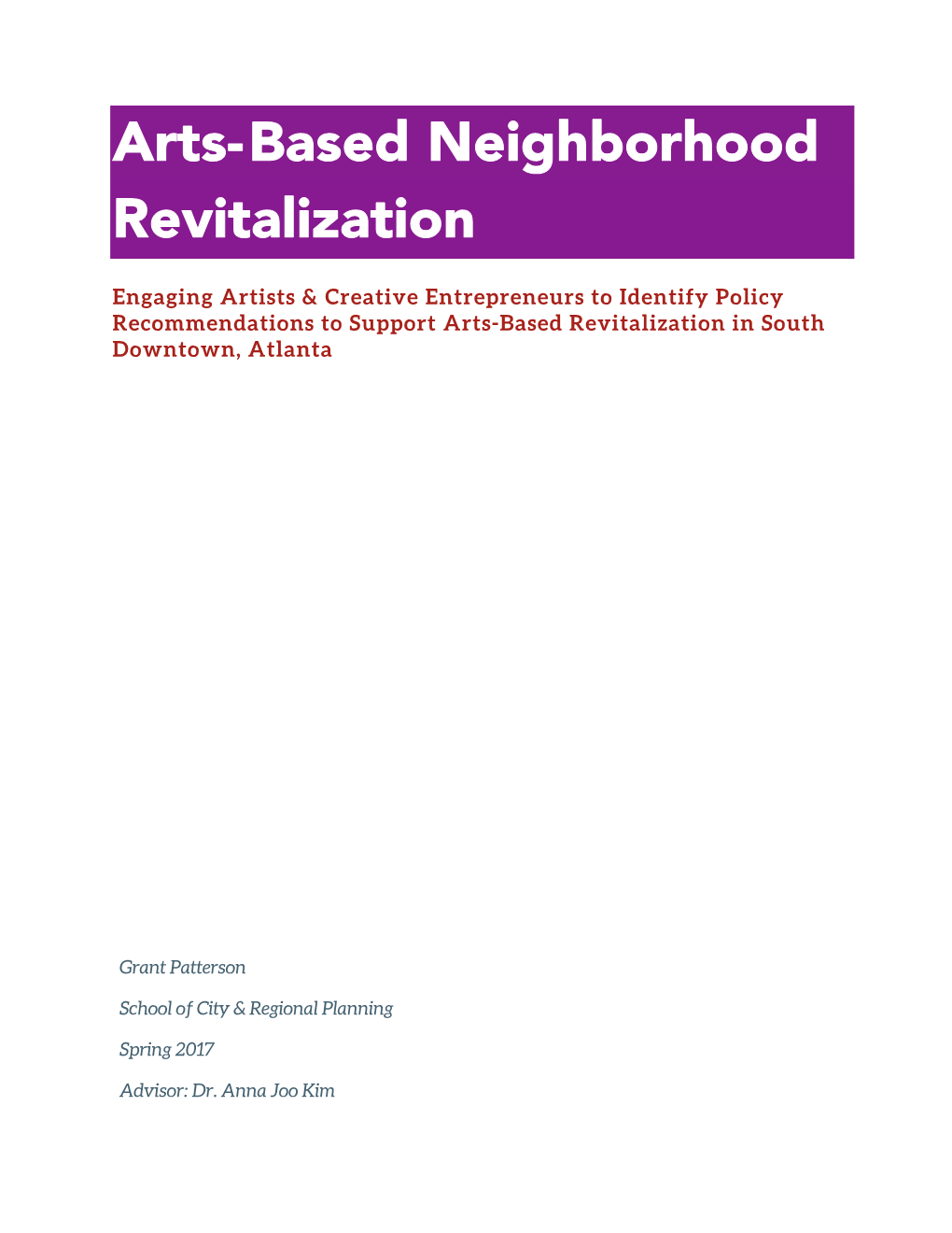 Arts-Based Neighborhood Revitalization