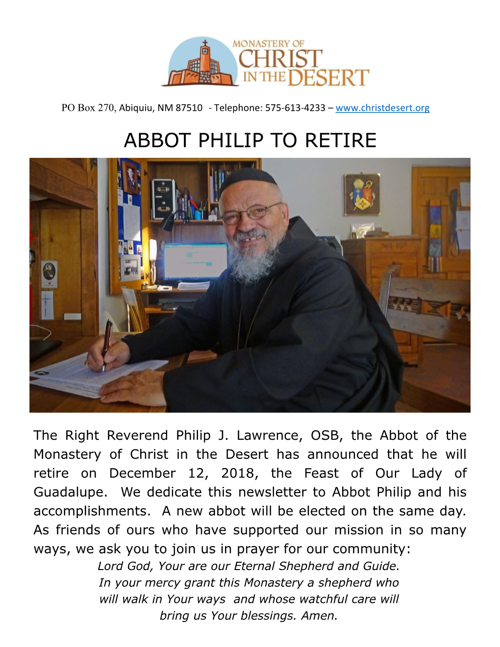 Abbot Philip to Retire