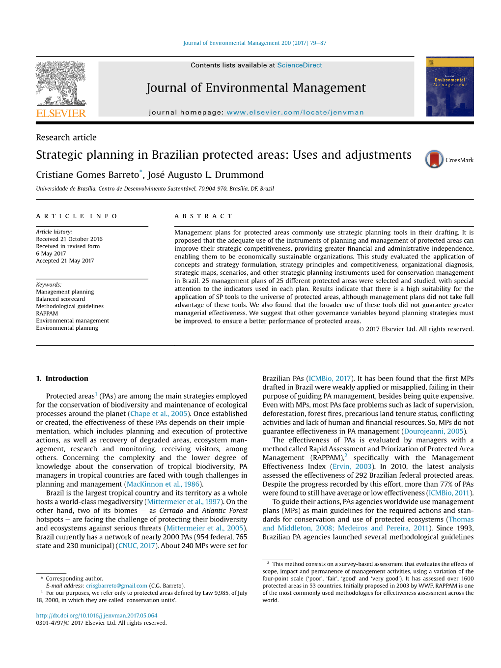 Strategic Planning in Brazilian Protected Areas: Uses and Adjustments