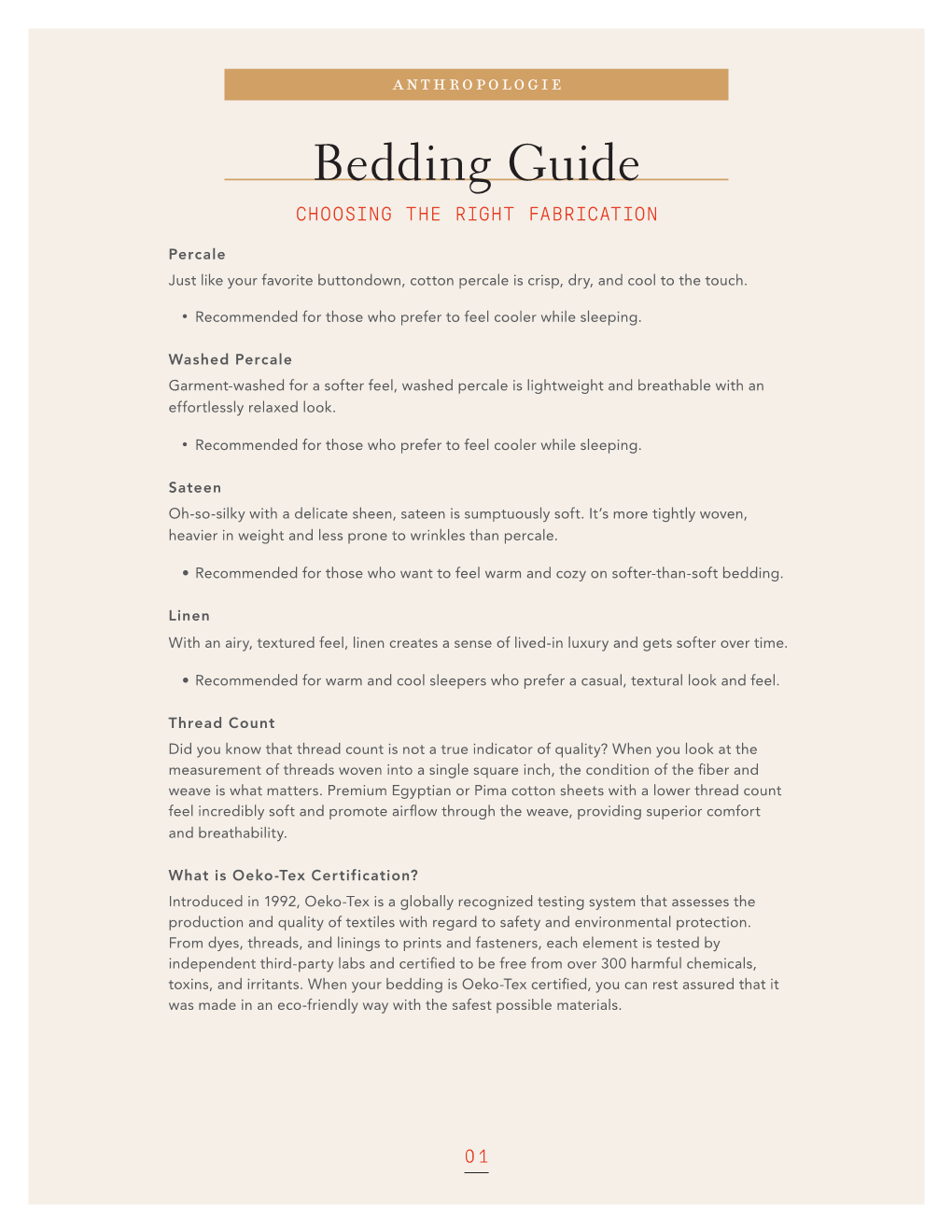 Bedding Guide CHOOSING the RIGHT FABRICATION