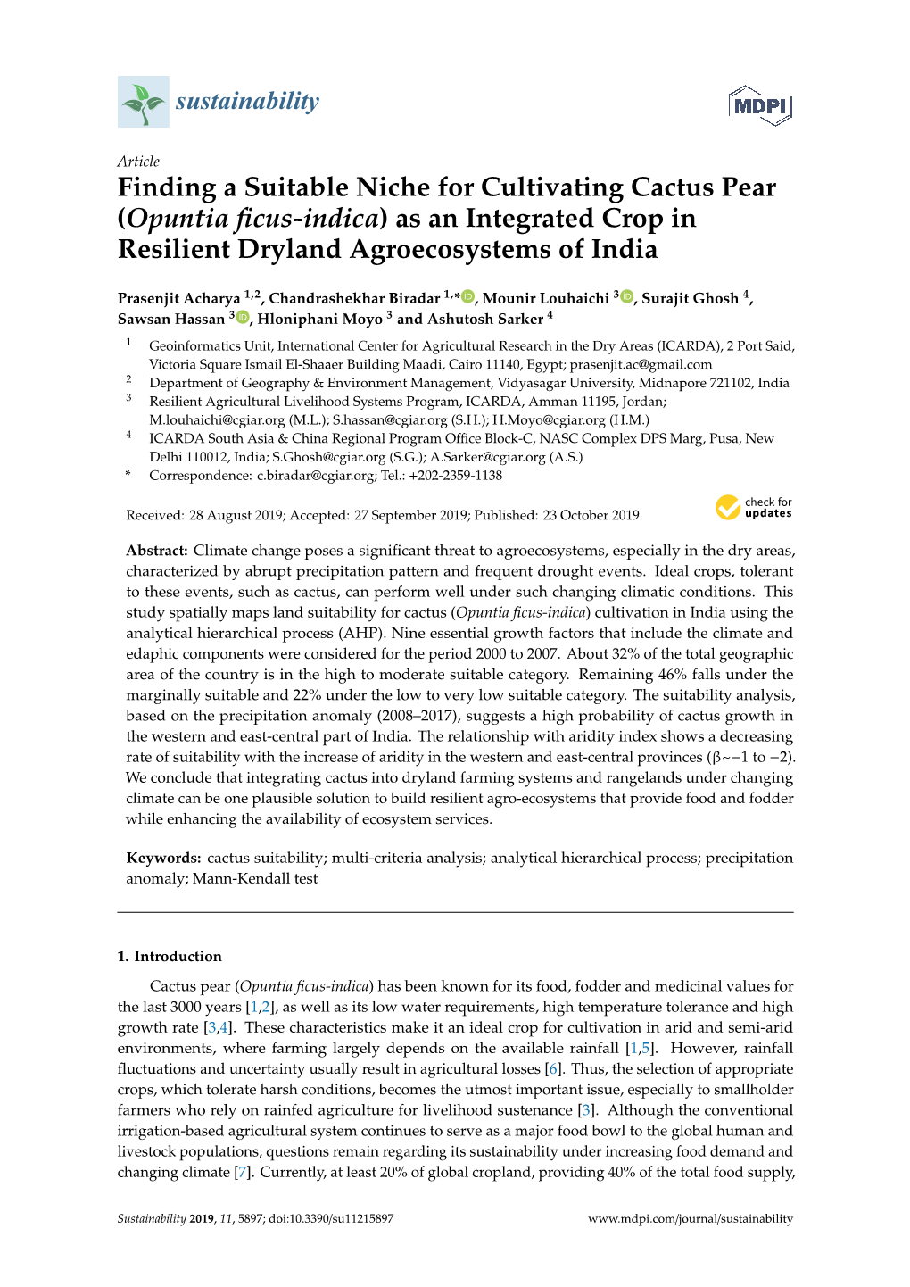 (Opuntia Ficus-Indica) As an Integrated Crop in Resilient Dryland Agroecosy