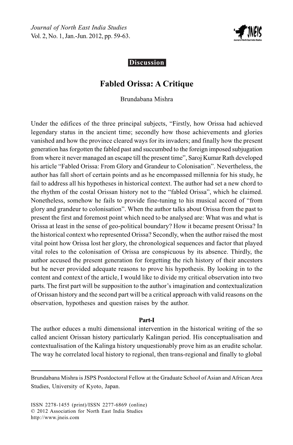 Fabled Orissa: a Critique