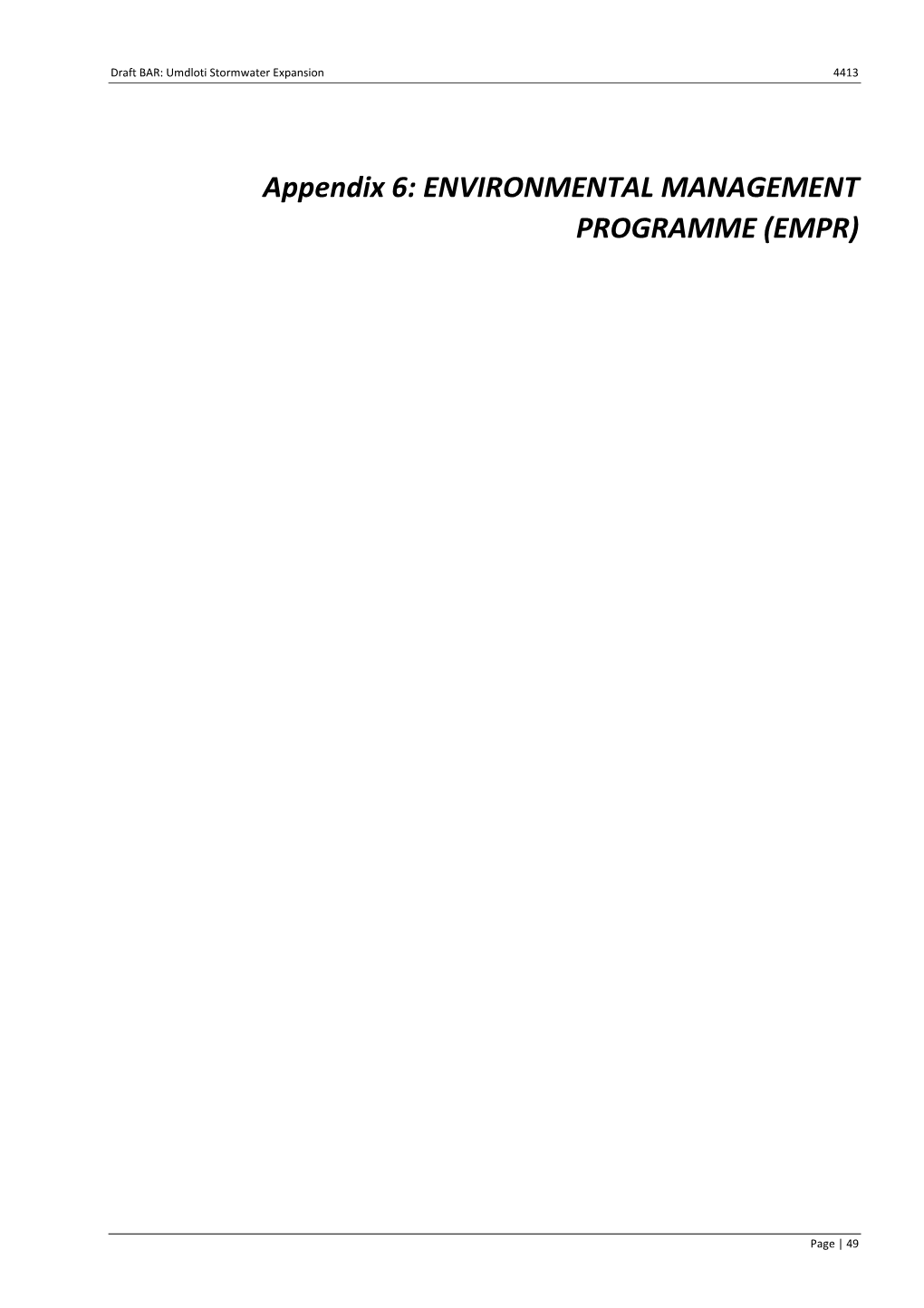 Environmental Management Programme (Empr)