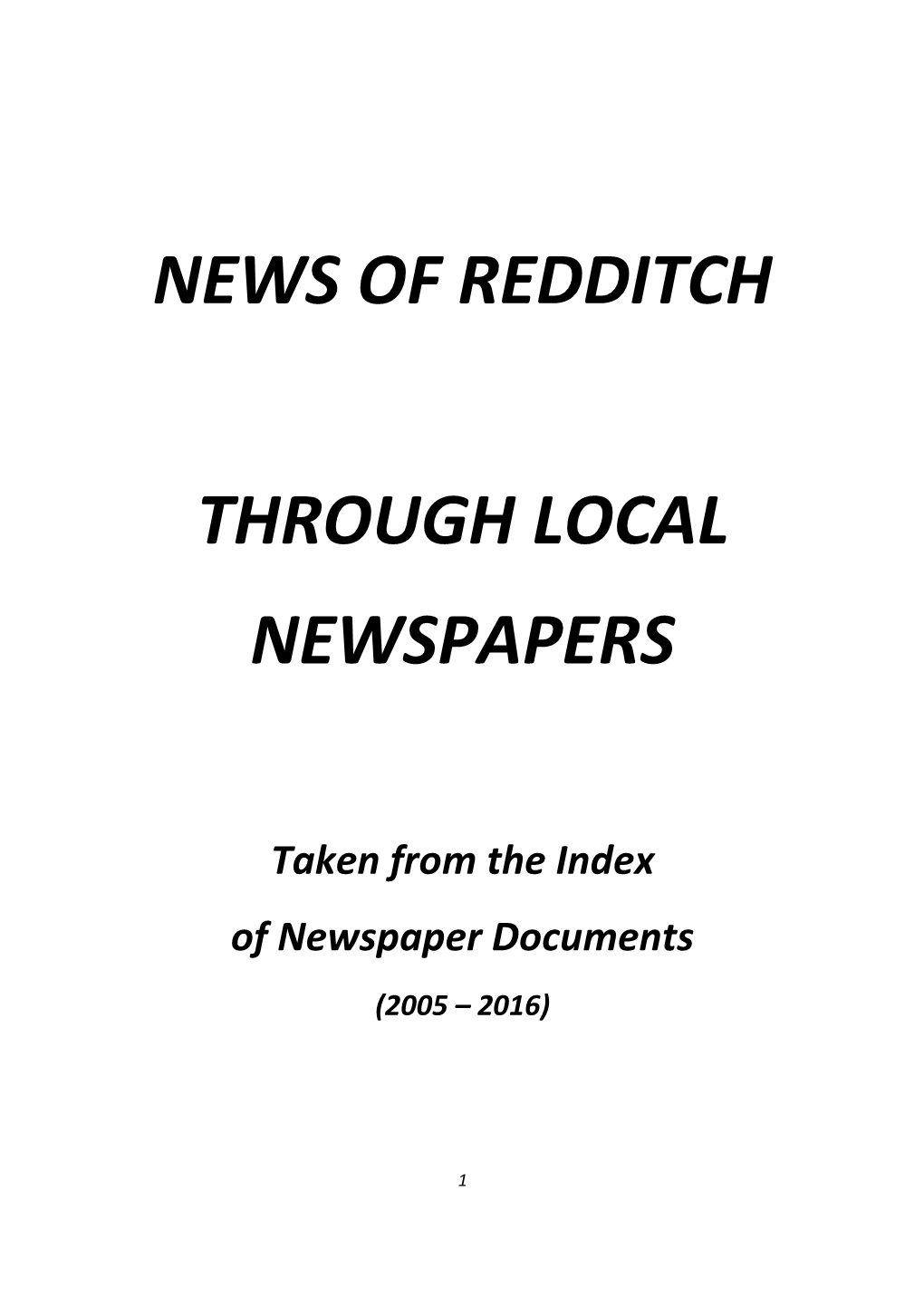 News of Redditch Through Local Newspapers