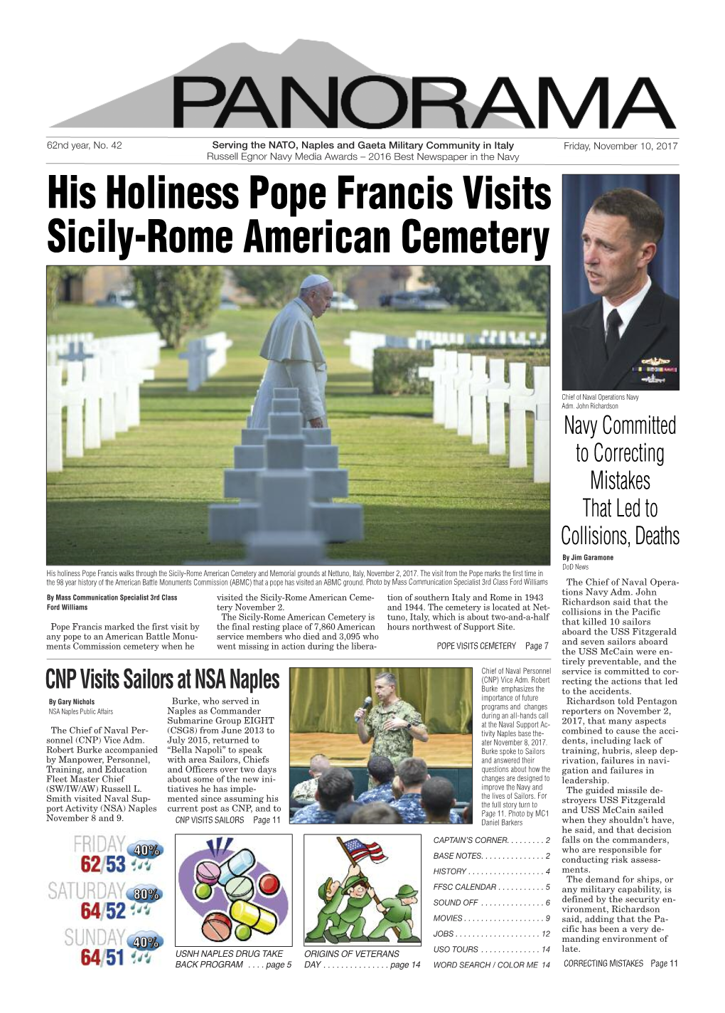 His Holiness Pope Francis Visits Sicily-Rome American Cemetery