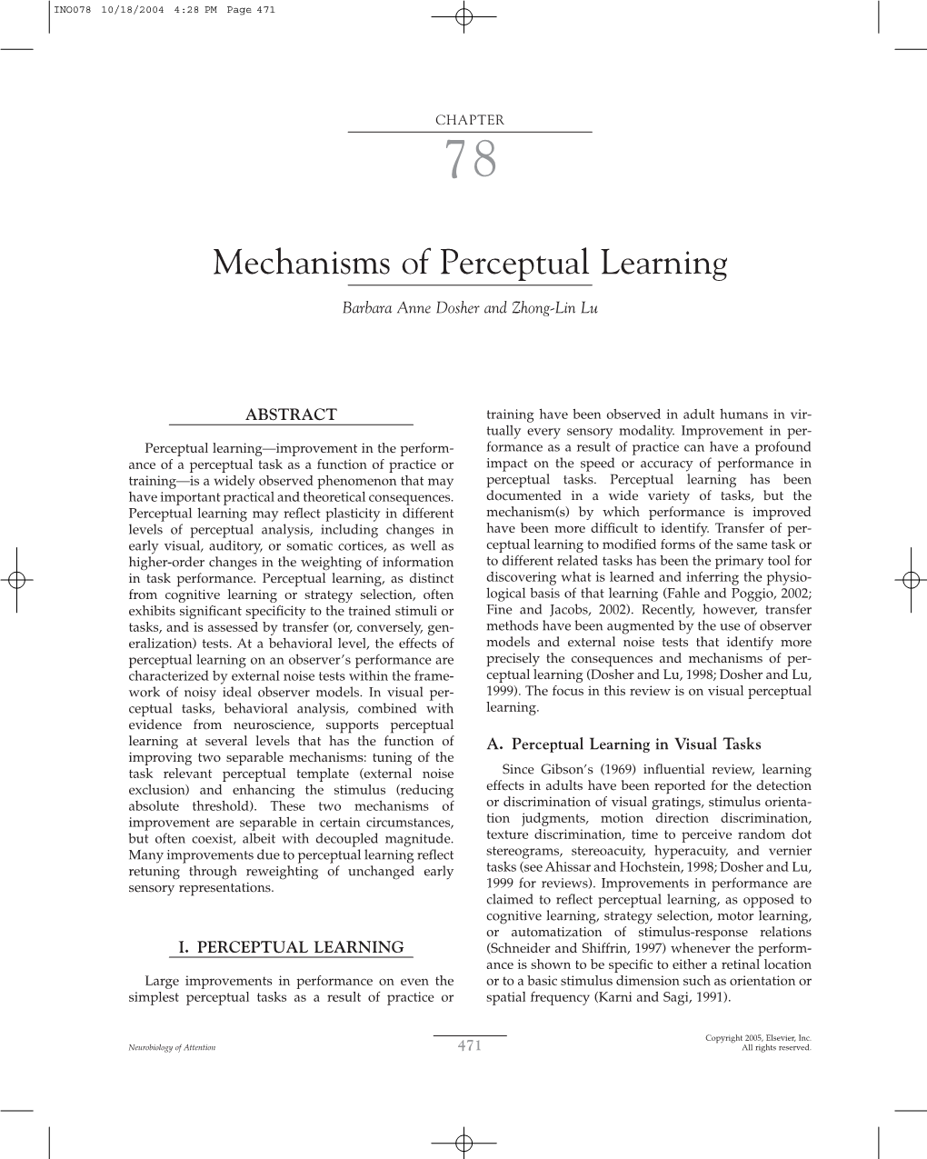 Mechanisms of Perceptual Learning