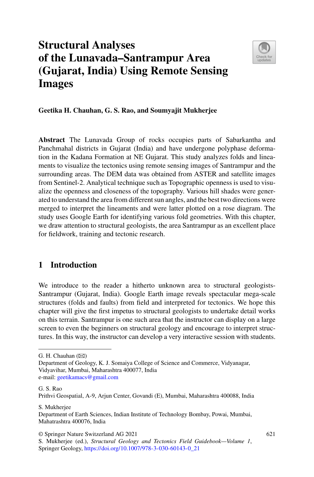 Structural Analyses of the Lunavada–Santrampur Area (Gujarat, India) Using Remote Sensing Images