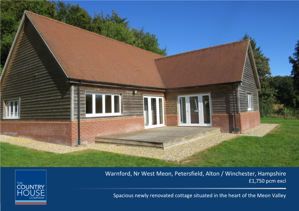 Warnford, Nr West Meon, Petersfield, Alton / Winchester, Hampshire £1,750 Pcm Excl