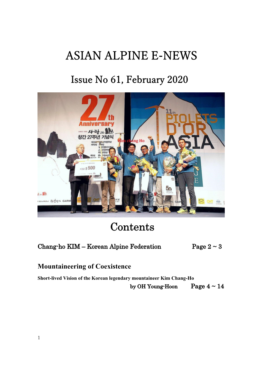 Asian Alpine E-News Issue No.61