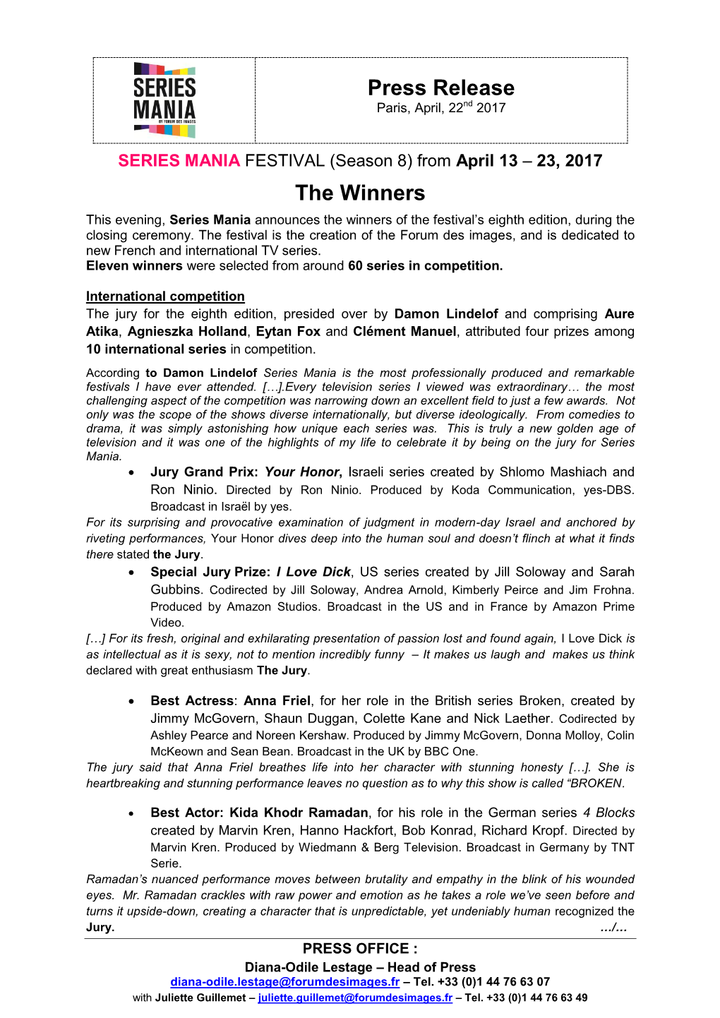 Press Release the Winners