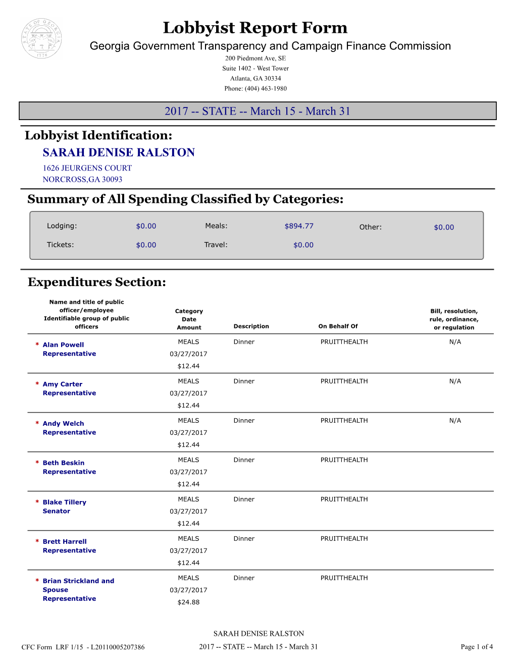 Lobbyist Report Form