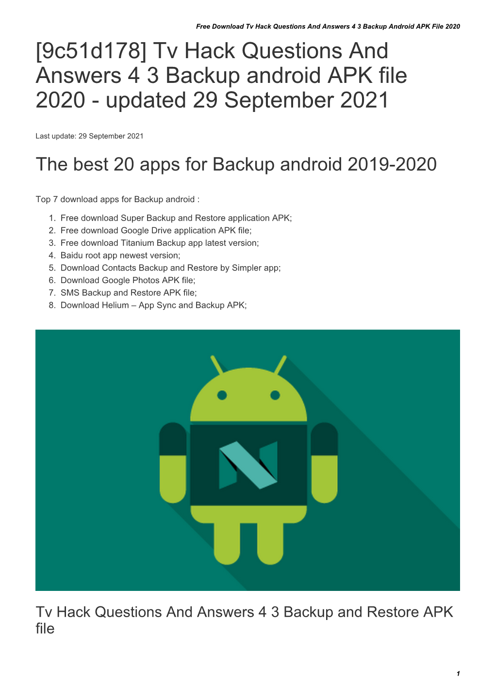 Tv Hack Questions and Answers 4 3 Backup Android APK File 2020 [9C51d178] Tv Hack Questions and Answers 4 3 Backup Android APK File 2020 - Updated 29 September 2021