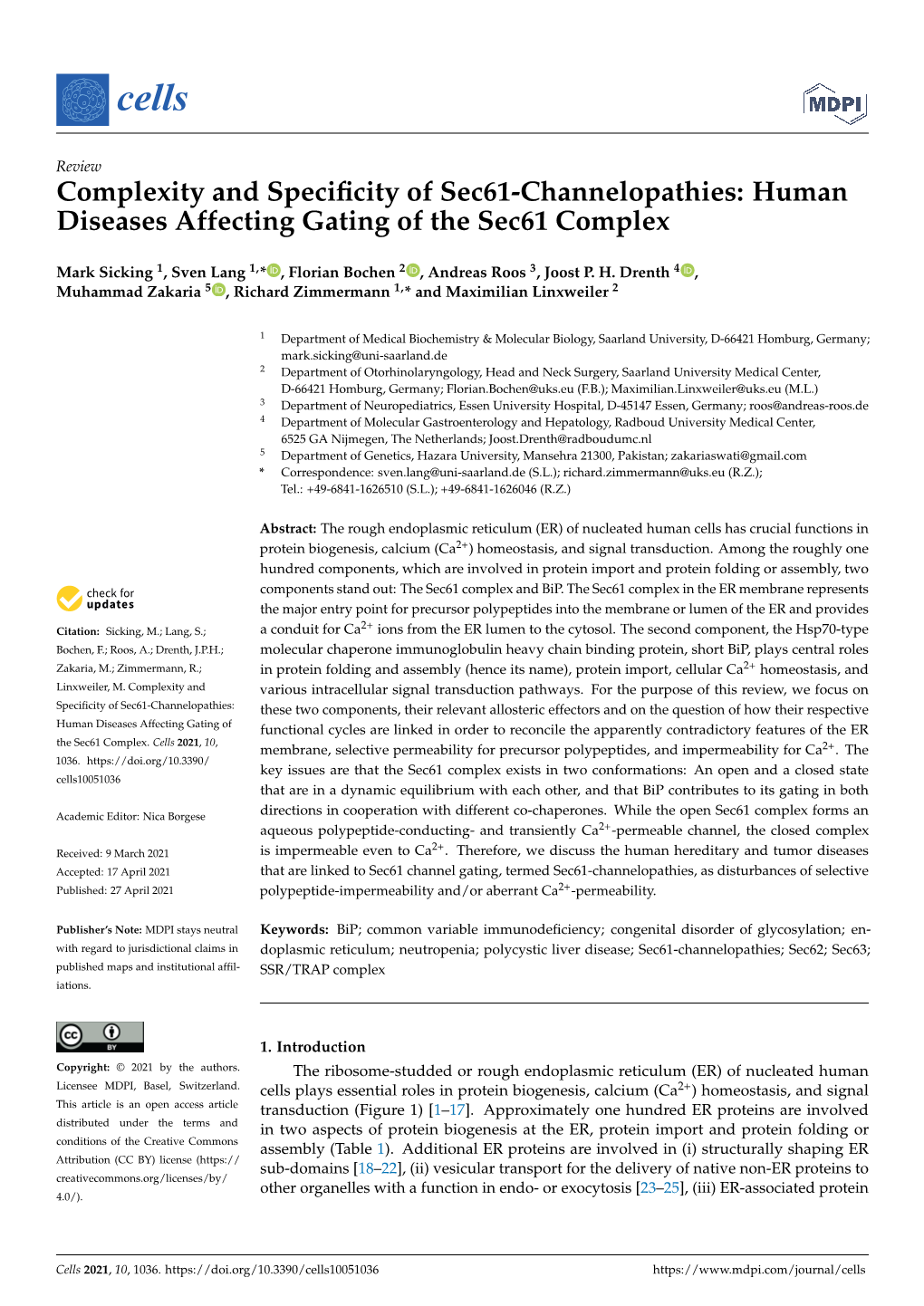 Human Diseases Affecting Gating of the Sec61 Complex