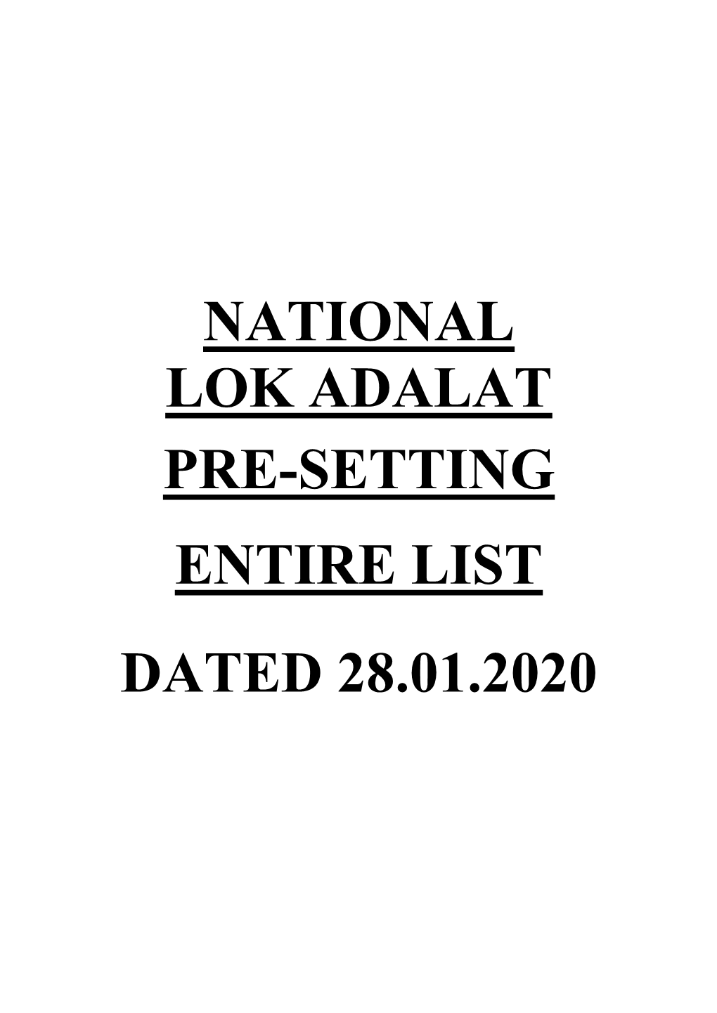 National Lok Adalat Pre-Setting Entire List Dated 28.01.2020 High Court of Andhra Pradesh Court No