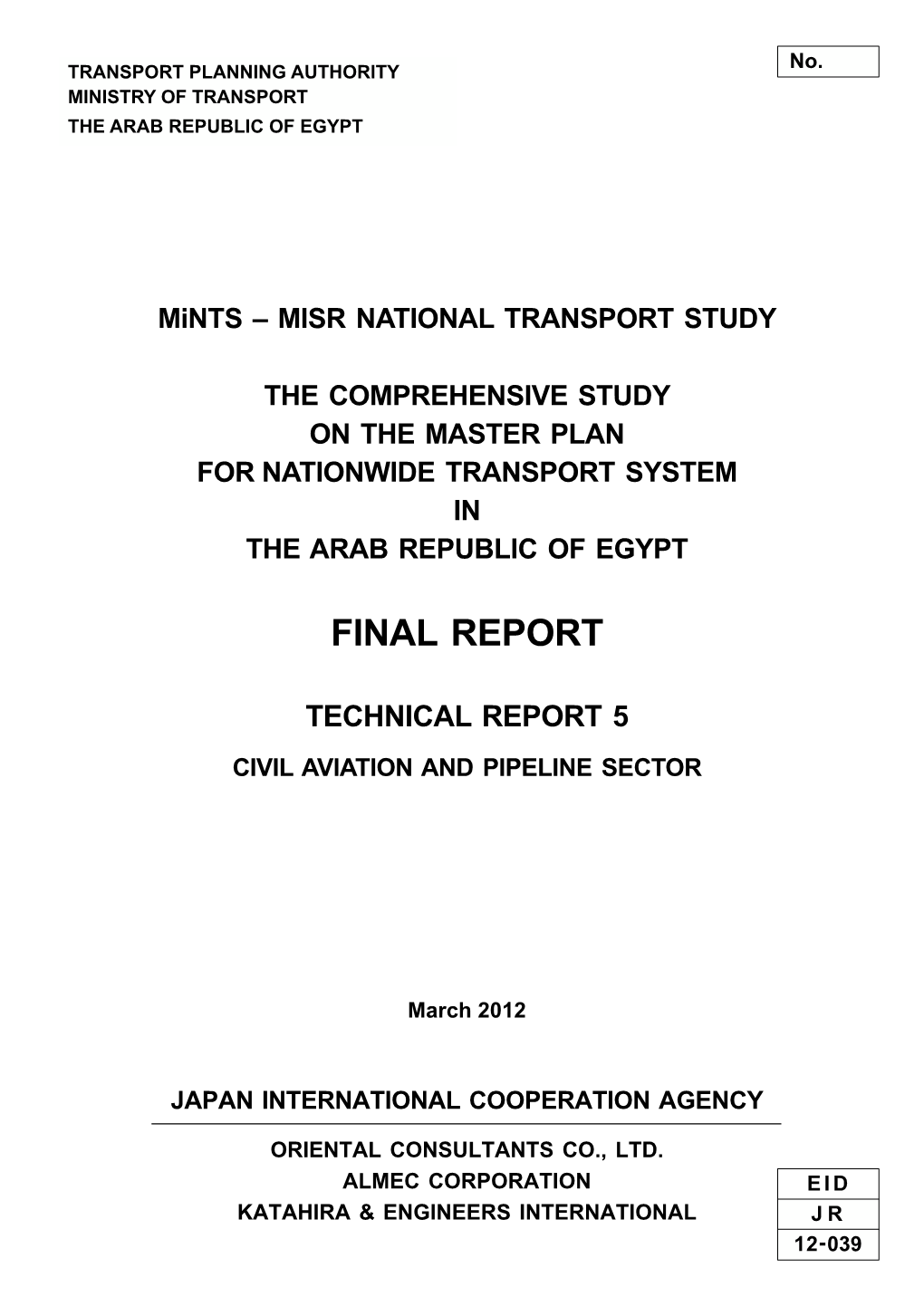 Mints – MISR NATIONAL TRANSPORT STUDY