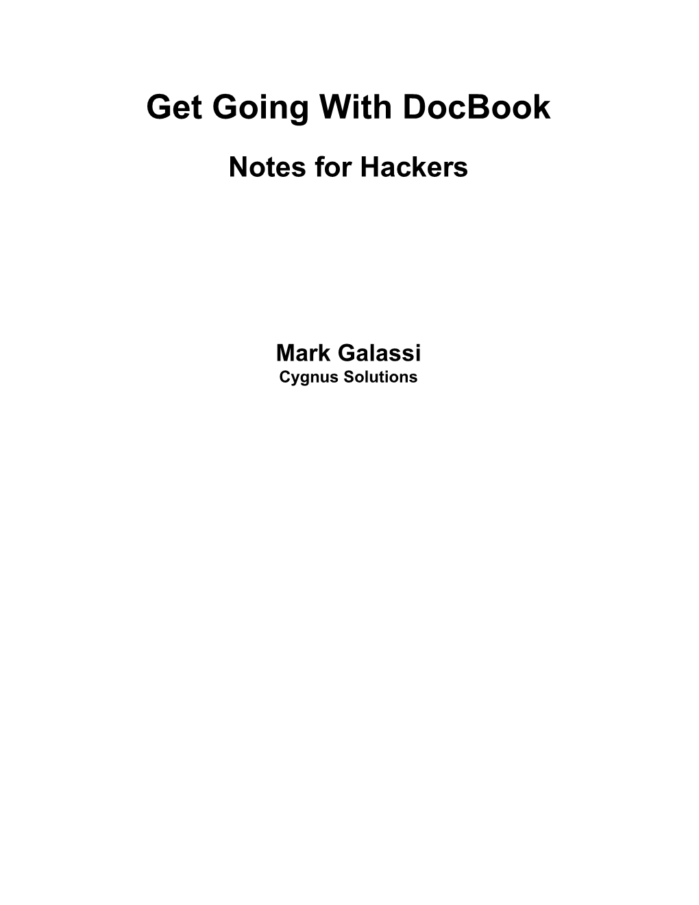 Get Going with Docbook