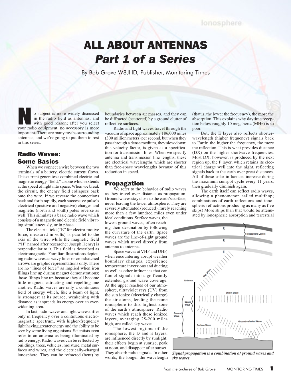 ABOUT ANTENNAS Part 1 of a Series by Bob Grove W8JHD, Publisher, Monitoring Times