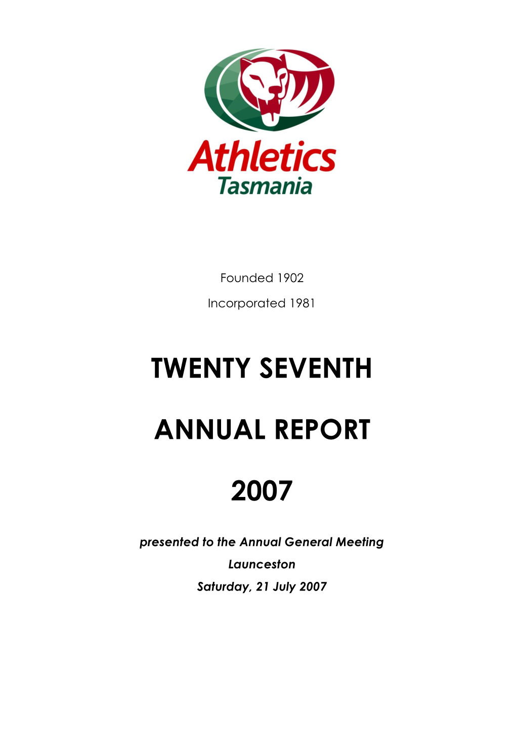 Athletics Tasmania Annual Report
