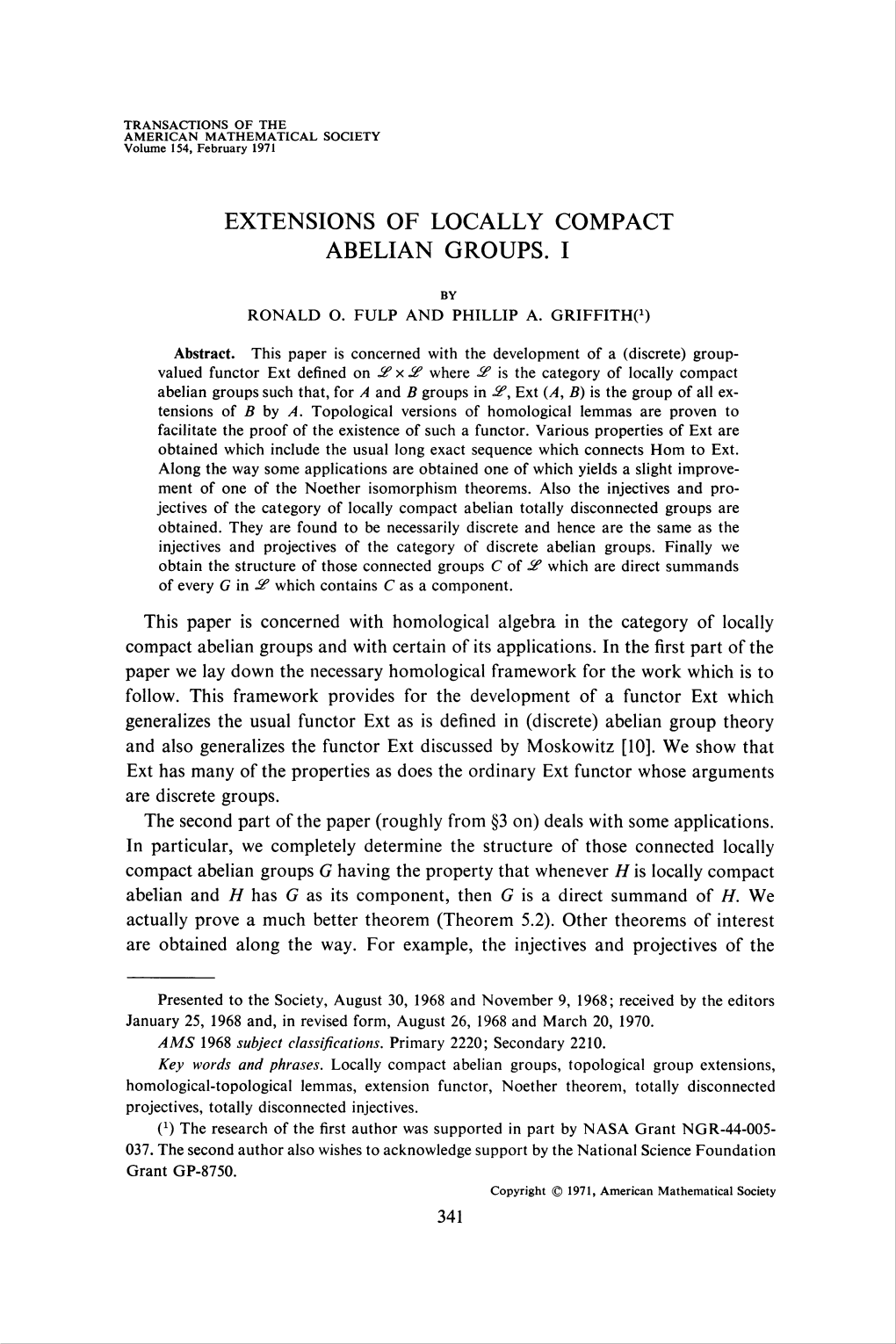 Extensions of Locally Compact Abelian Groups. I