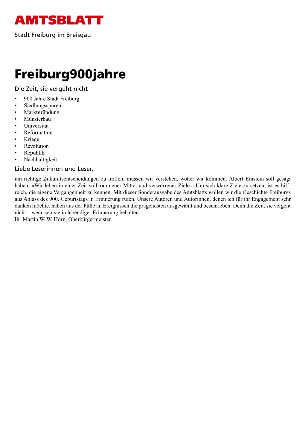 Amtsblatt Der Stadt Freiburg Im Breisgau 900 Jahre Freiburg