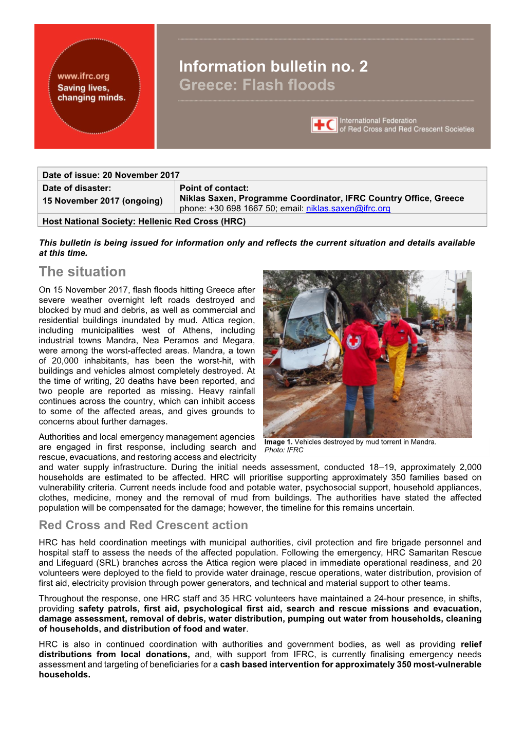 Information Bulletin No. 2 Greece: Flash Floods