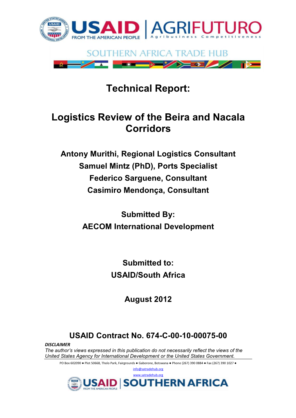 Technical Report: Logistics Review of the Beira and Nacala Corridors