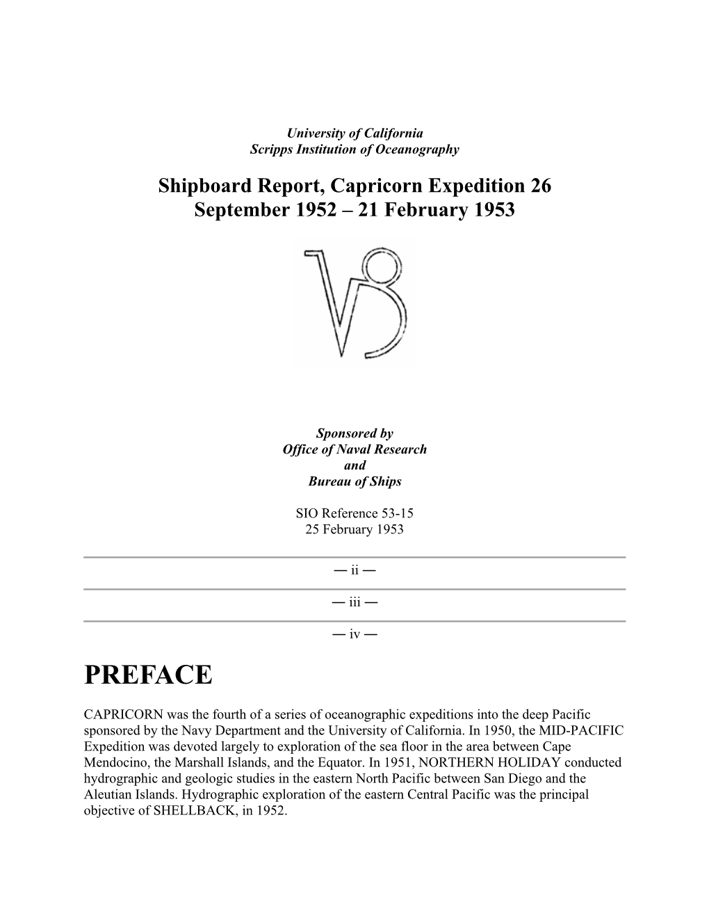 Shipboard Report, Capricorn Expedition 26 September 1952 Â•ﬁ