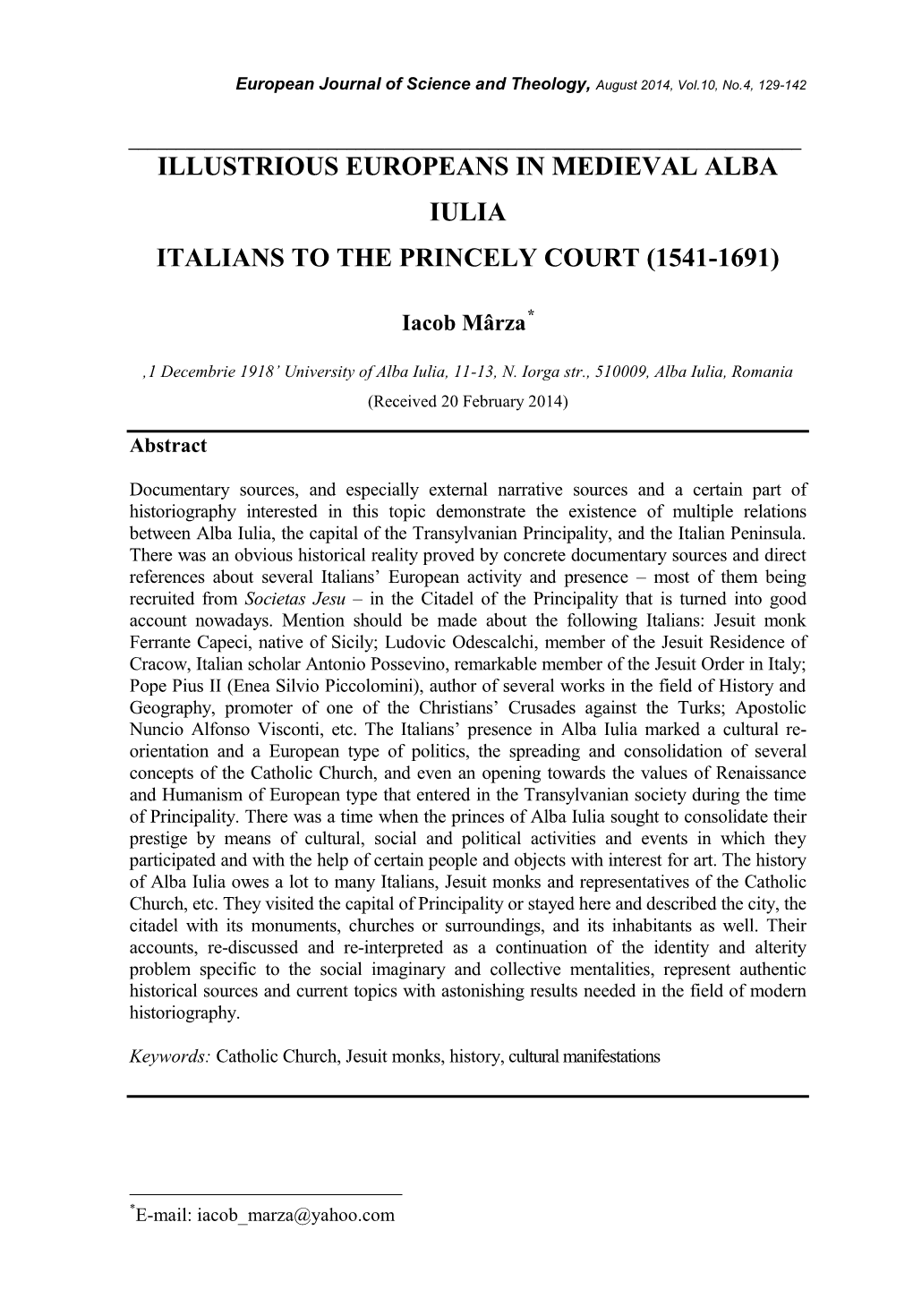 Italians to the Princely Court (1541-1691)