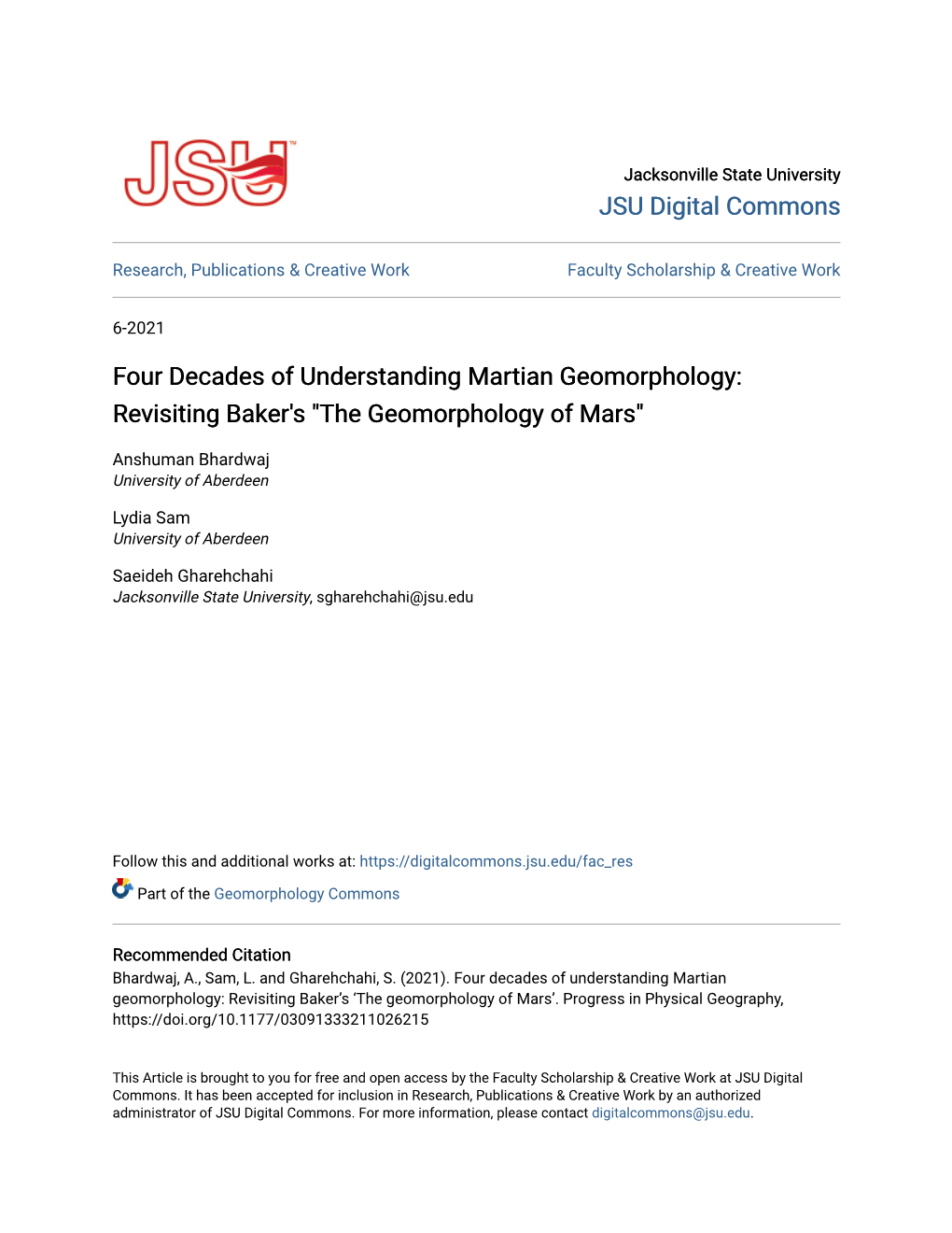 The Geomorphology of Mars