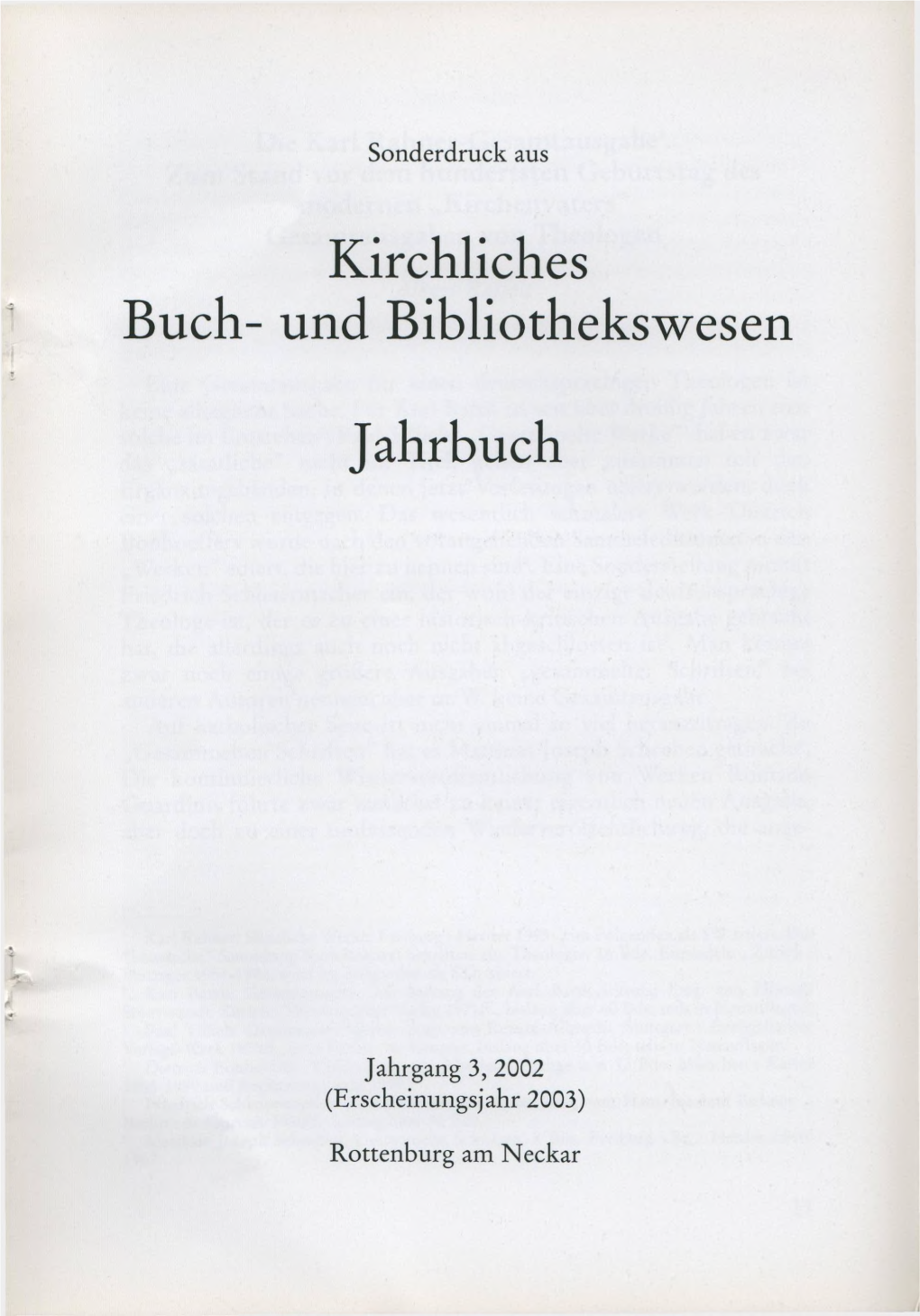 Kirchliches Buch- Und Bibliothekswesen Jahrbuch