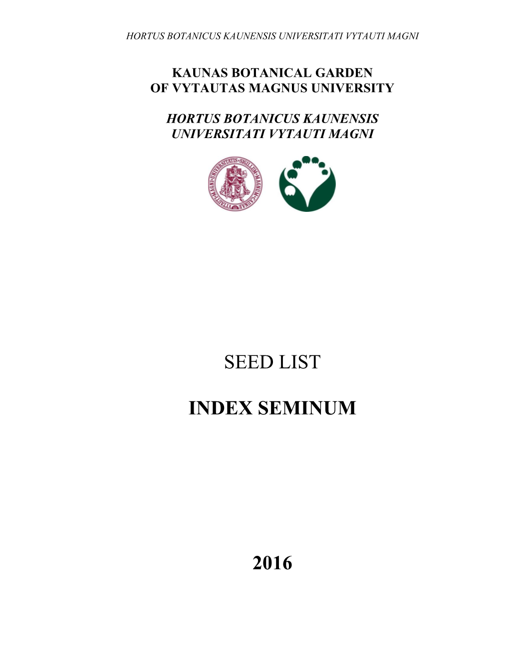 Seed List Index Seminum 2016