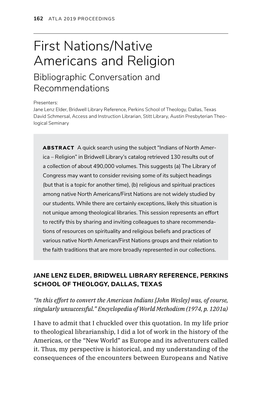 First Nations/Native Americans and Religion Bibliographic Conversation and Recommendations