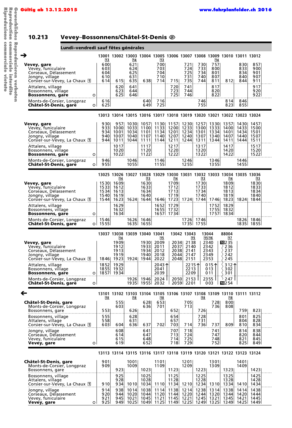 10.213 Vevey–Bossonnens/Châtel-St-Denis Û