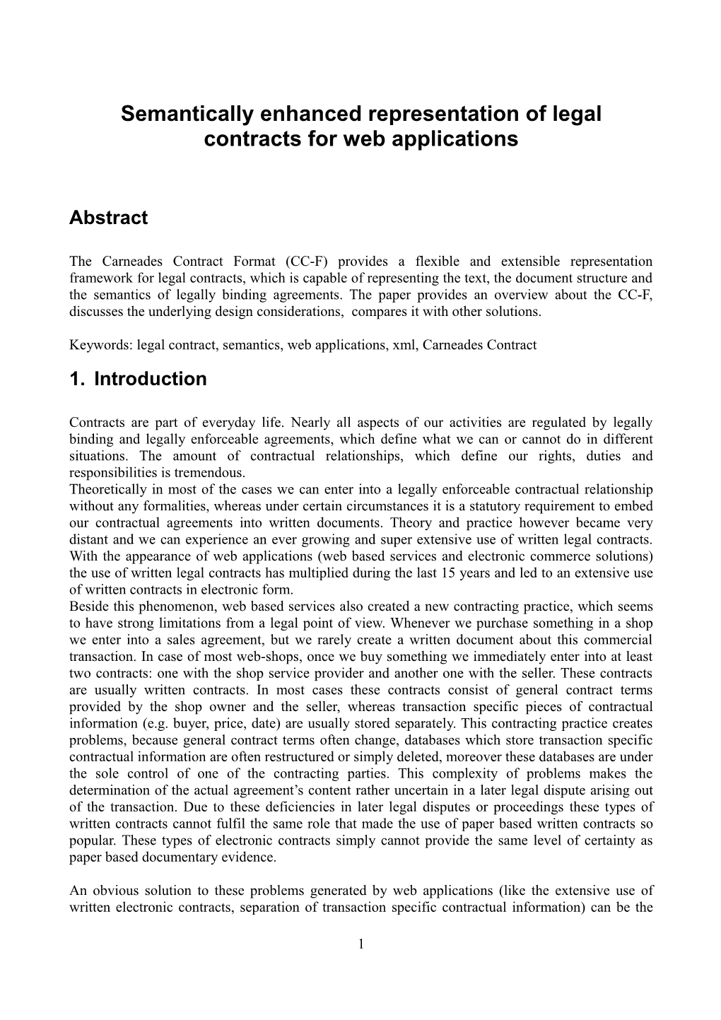 Semantically Enhanced Representation of Legal Contracts for Web Applications