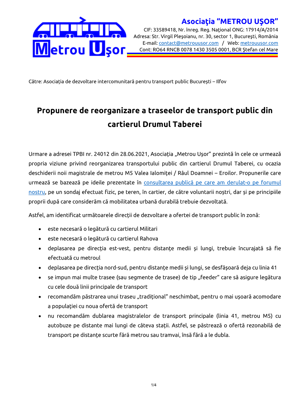 Propunere De Reorganizare a Traseelor De Transport Public Din Cartierul Drumul Taberei