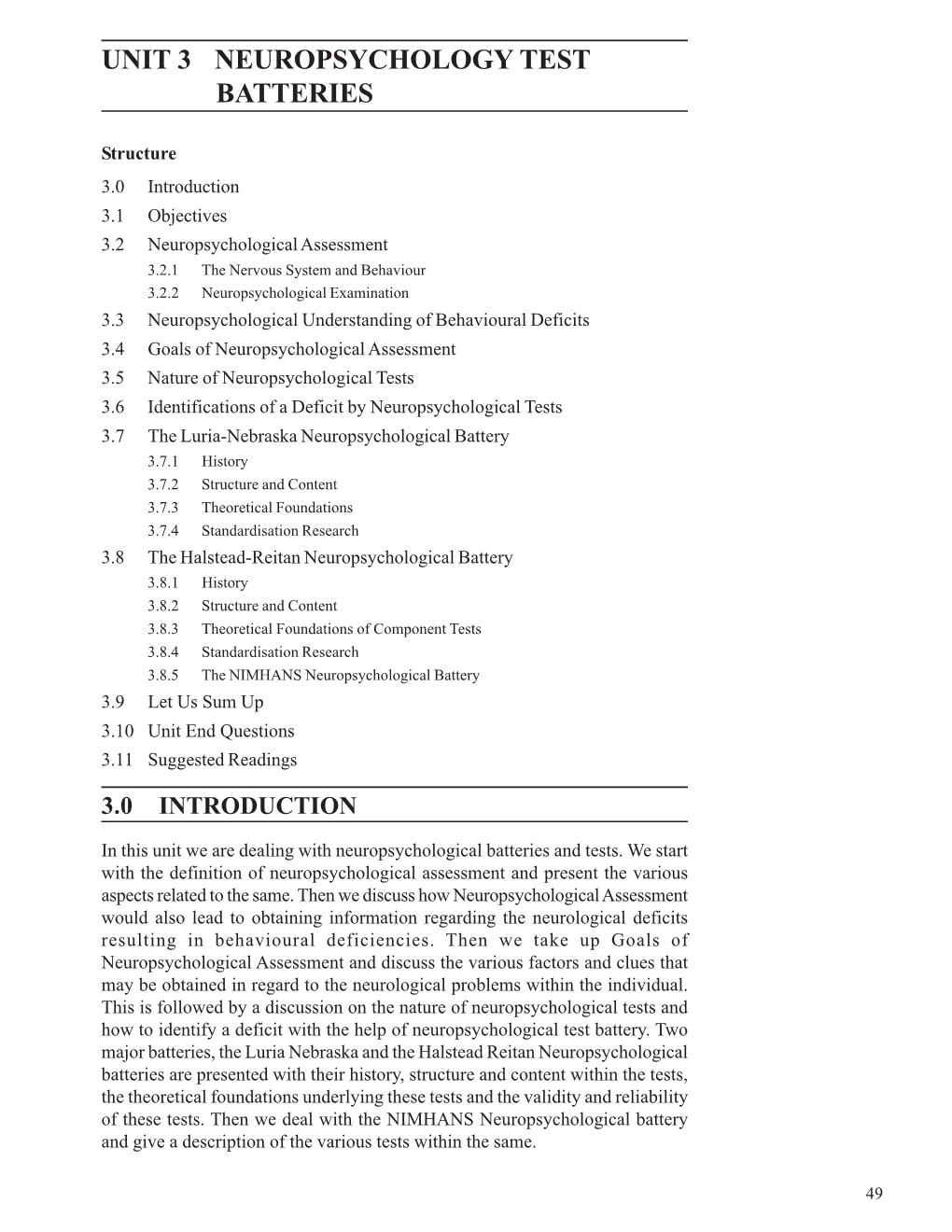 Unit 3 Neuropsychology Test Batteries