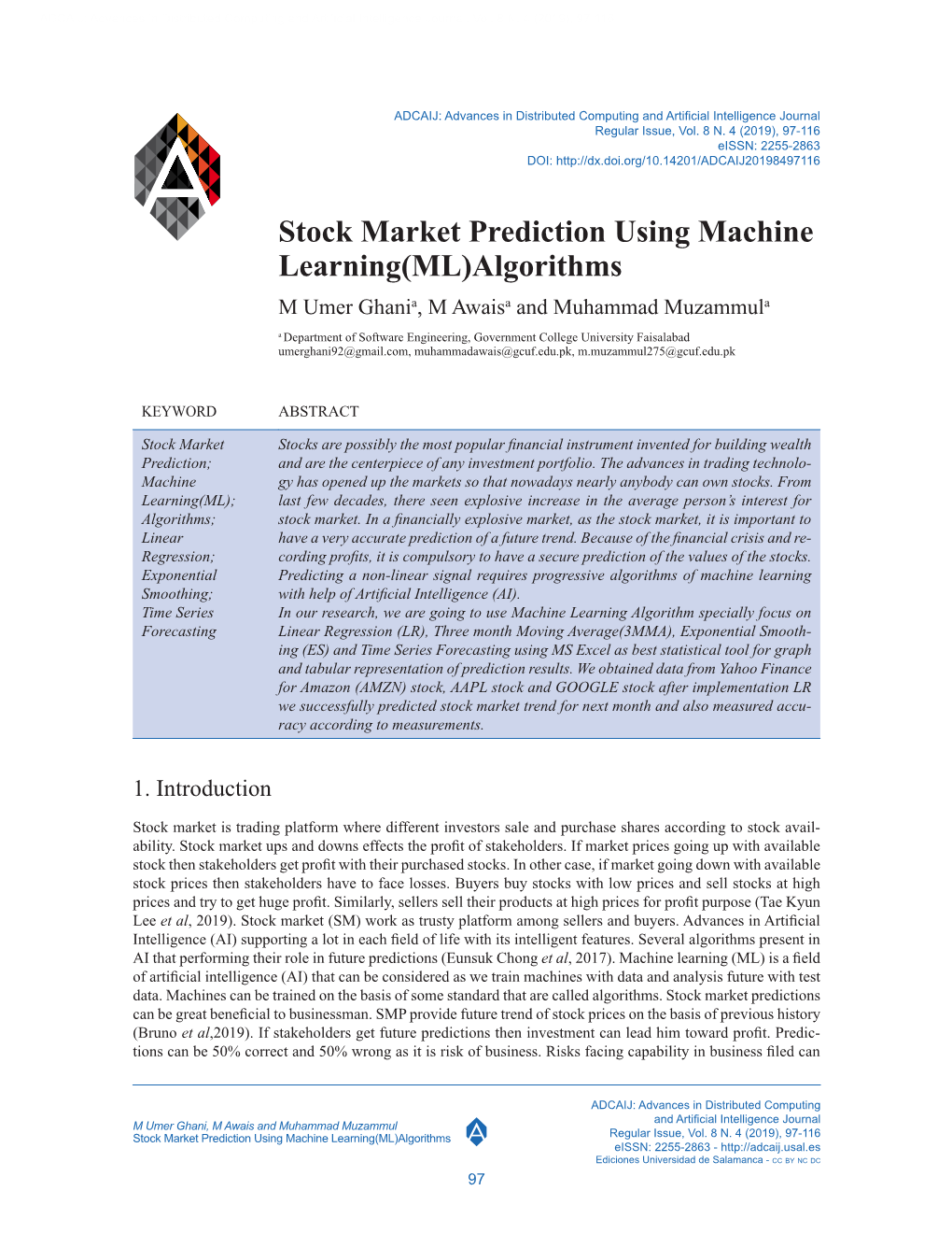 Stock Market Prediction Using Machine Learning(ML)Algorithms