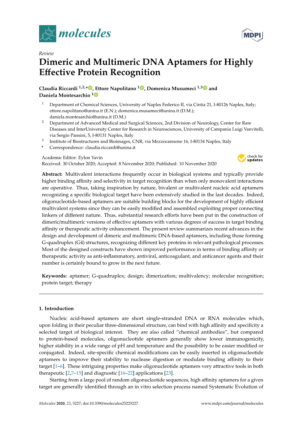 Dimeric and Multimeric DNA Aptamers for Highly Effective Protein