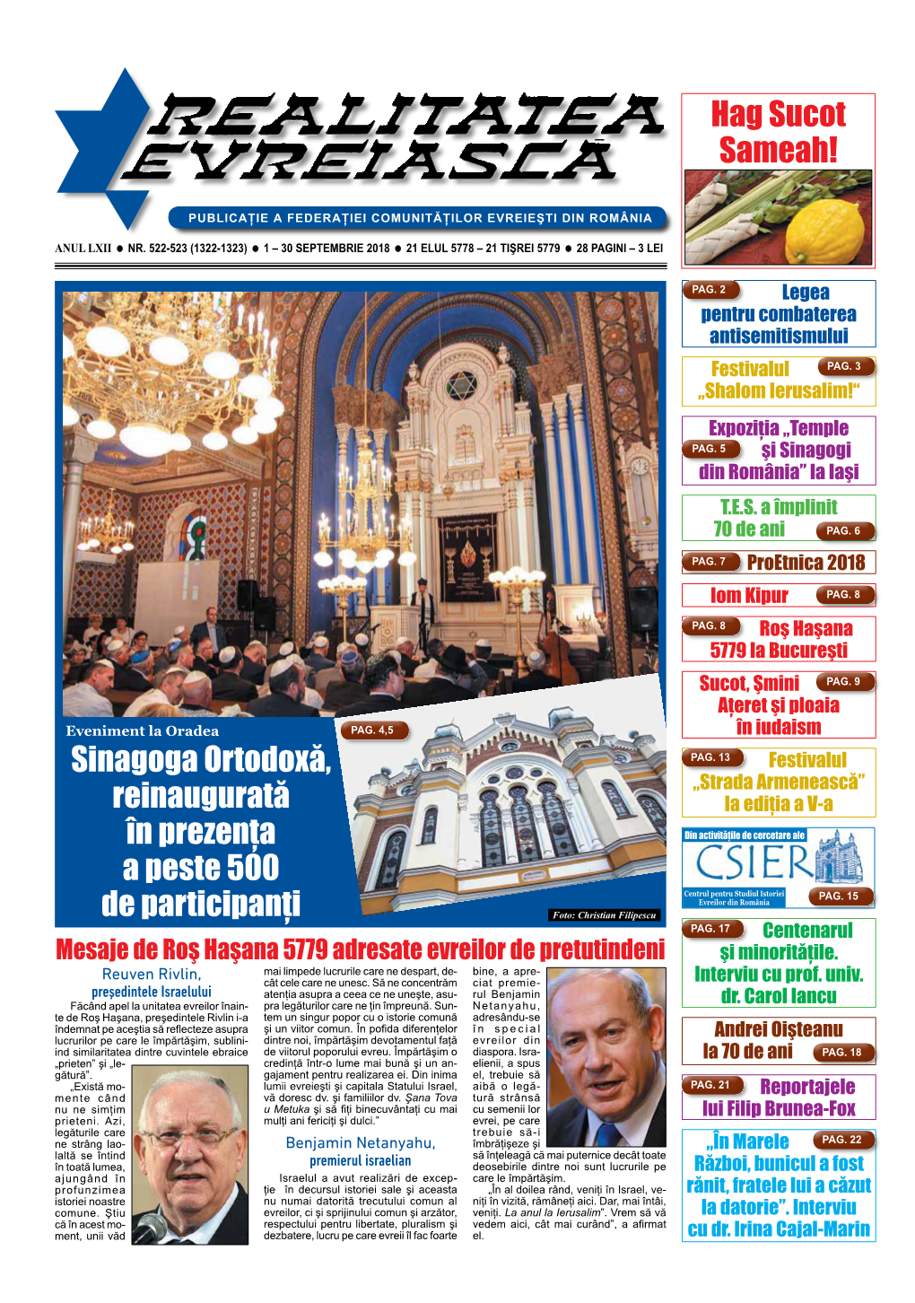 Hag Sucot Sameah! Sinagoga Ortodoxă, Reinaugurată În Prezenţa