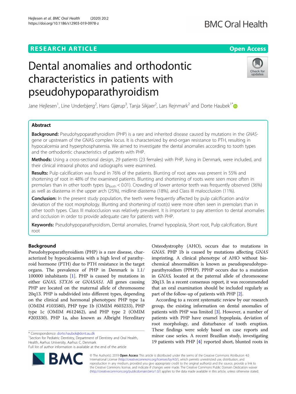 Dental Anomalies and Orthodontic Characteristics in Patients With