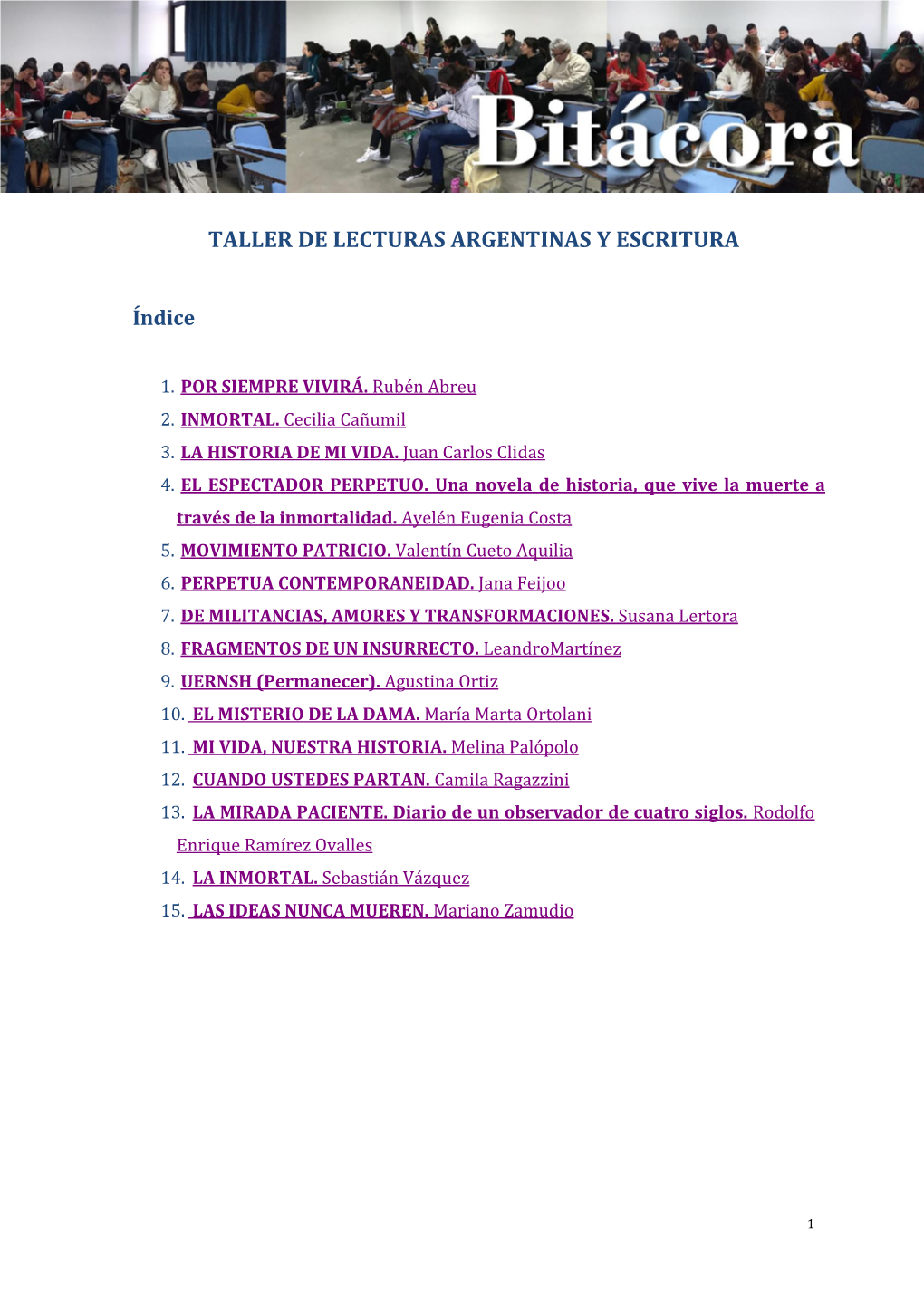 Taller De Lecturas Argentinas Y Escritura