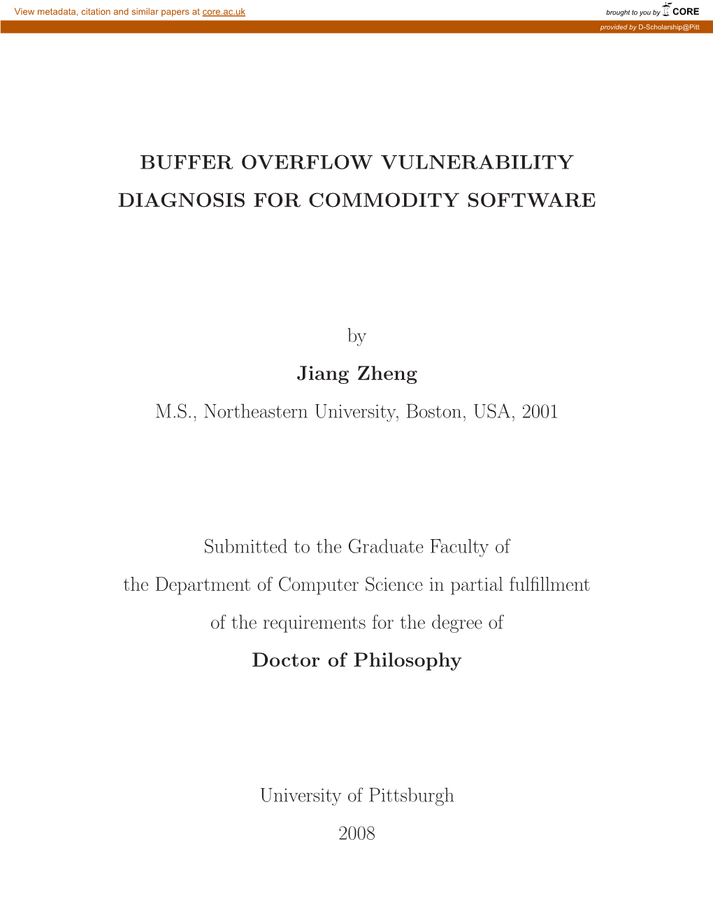 Buffer Overflow Vulnerability Diagnosis for Commodity Software