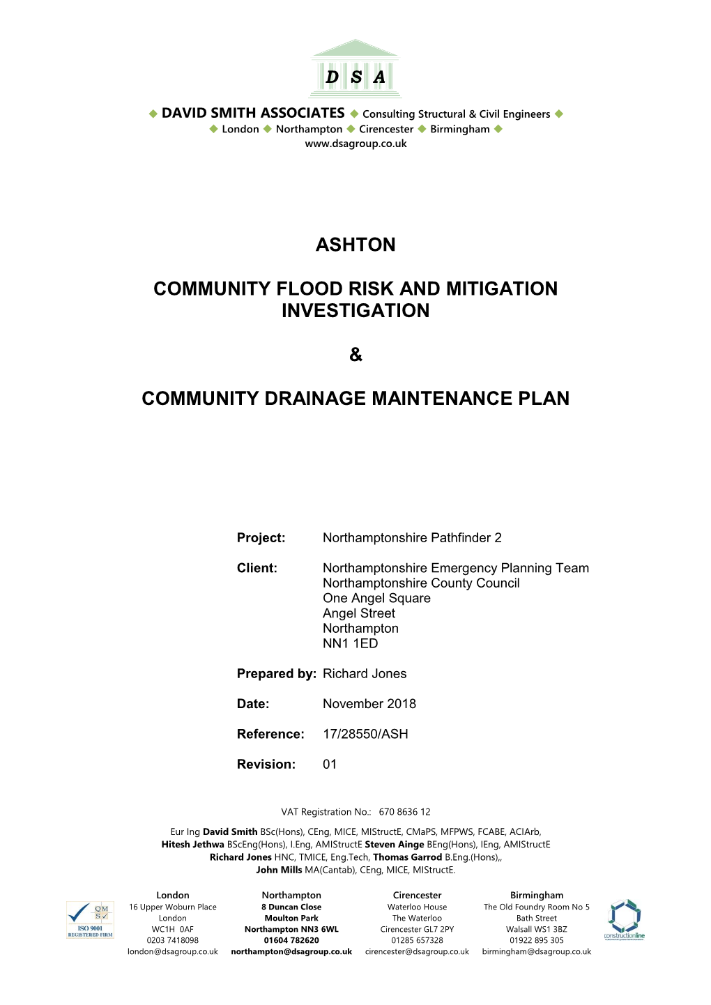 Ashton Community Flood Risk and Mitigation Investigation & Community Drainage Maintenance Plan