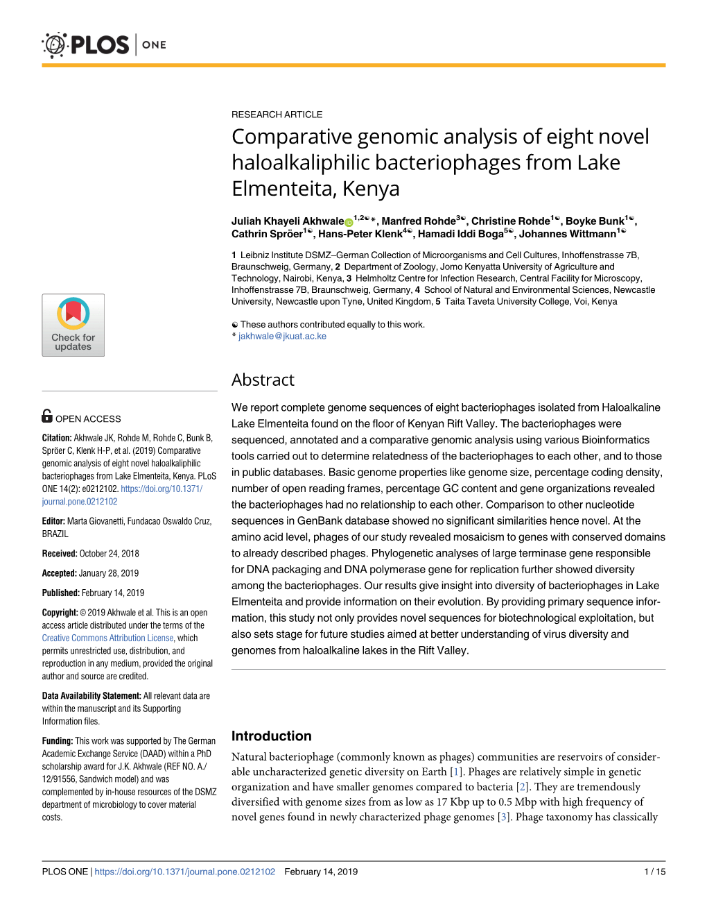 Comparative Genomic Analysis of Eight Novel Haloalkaliphilic Bacteriophages from Lake Elmenteita, Kenya